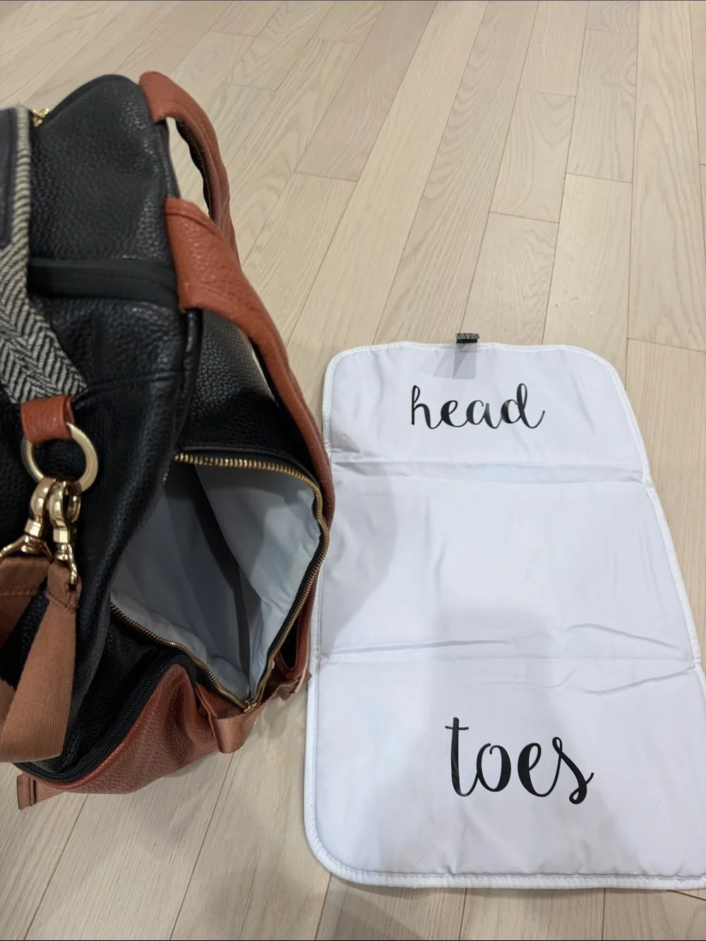 Itzy Ritzy Black, White & Brown Herringbone Diaper Backpack